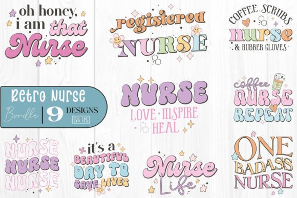 Retro Nurse SVG Bundle: Graphics for Crafts